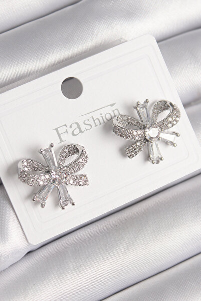 Lisinya أقراط نسائية من النحاس الفضي اللون مع حجر الزركون - موديل TYGOO