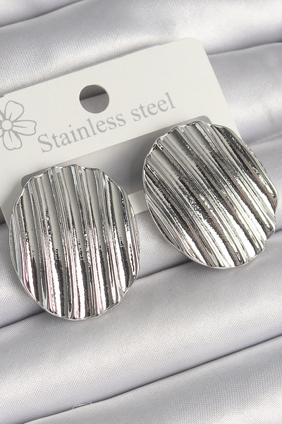 Lisinya Brass Silver Color Dangle Engraved Circle Plate Model Women's Earring...