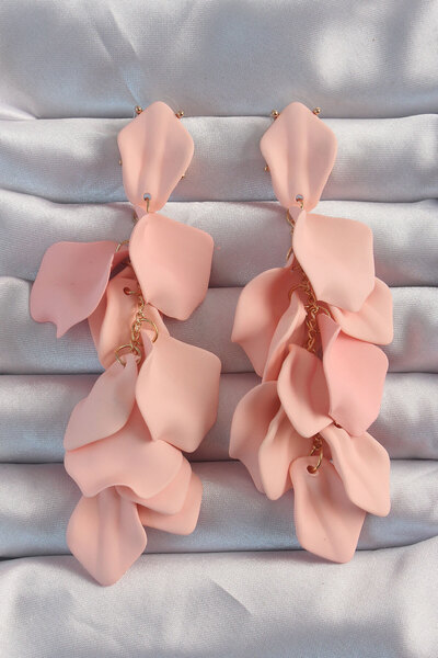 Lisinya Brass Powder Color Dangling Leaf Model Earrings - Tygoo