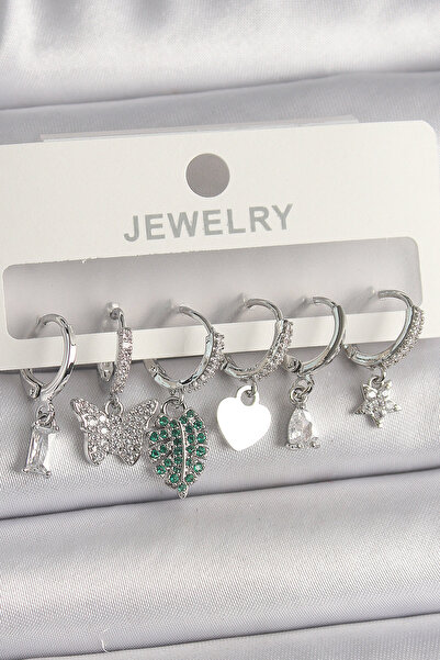 Lisinya طقم أقراط نسائية متعددة الأشكال من النحاس والفضة مرصعة بحجر الزركون -...