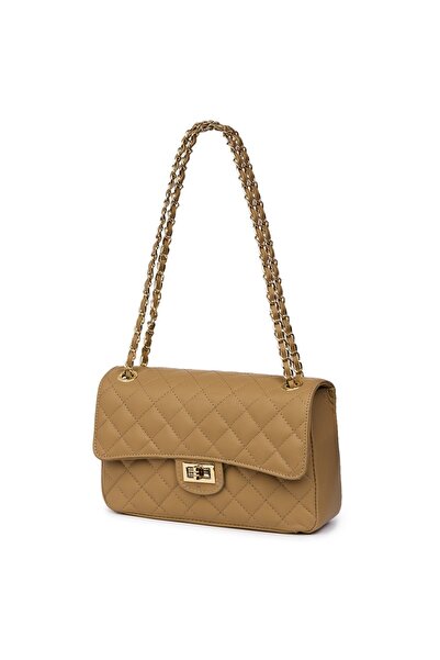 myOwn Poșetă Angela din piele matlasată bej