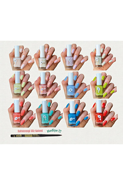 Pastel Oje Summer Lİmited 12li set 408-409-410-412-413-414-415-417-418-419-420-421+ Göz kalemi Kaverengi