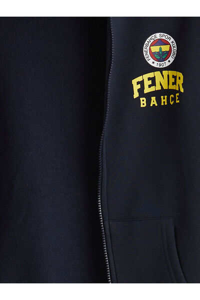 LC Waikiki Kapüşonlu Fenerbahçe Baskılı Erkek Çocuk Fermuarlı Sweatshirt