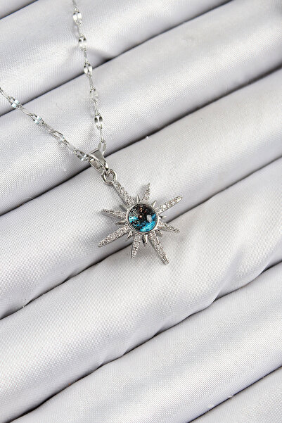 doremodam قلادة نسائية من الفولاذ 316L مرصعة بحجر الزركون ستار ستيل موديل فضي...