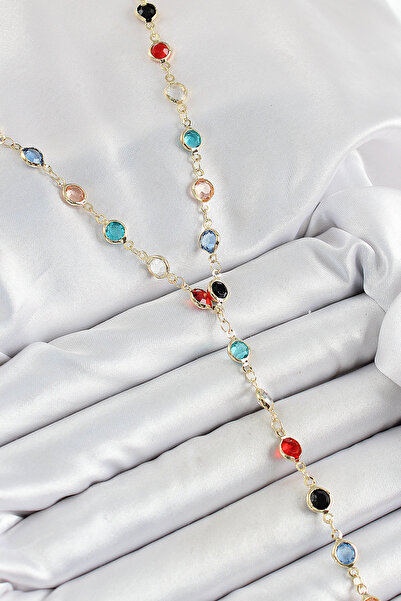 Lisinya قلادة على شكل حرف Y من النحاس موديل Asorti بلون ذهبي وحجر الزركون - T...