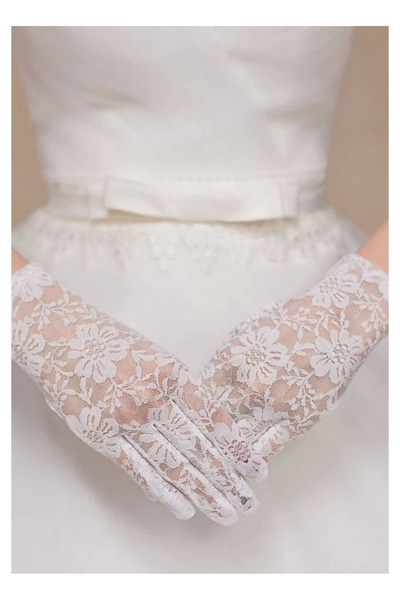Lisinya White Color Short Lace Gloves - Tygoo