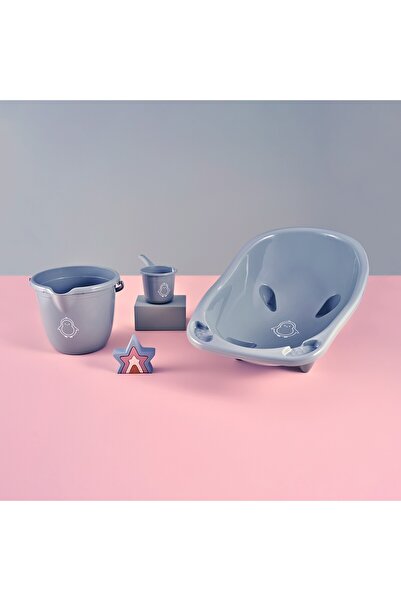 PONÇİK STORE 3’lü Bebek Banyo Seti - Bebek Yıkama Küveti - Su Kovası - Maşrapa RENKLİ Bebek Yıkama Takımı