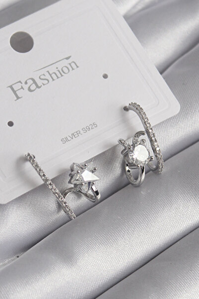 Lisinya Brass Silver Color Zircon Stone Women's Earrings - Tygoo