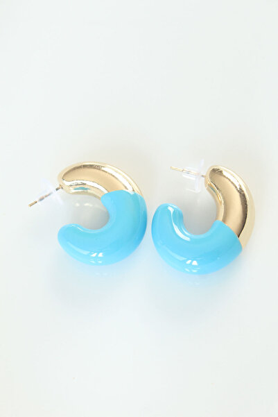 Lisinya Ccb Blue Gold Double Color Earrings - Tygoo