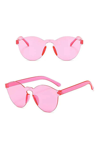 Lisinya Hard Mica Oval Shaped Frameless Pink Glasses Retro Party 5X14 cm - Tygoo