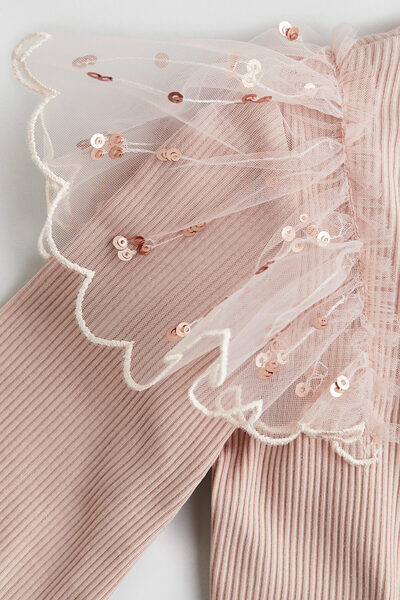 H&M Tül Detaylı ve Pamuklu Üst