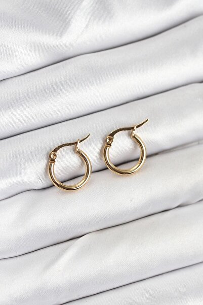 Lisinya 316L Steel Gold Color 12 mm Hoop Women's Earrings - Tygoo