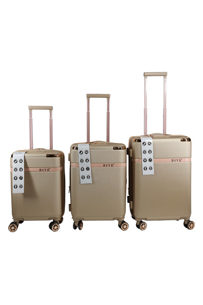 D Dive 3 Piece Travel Trolley Luggage Set ABS Hard Shell 3 Digit Combination ...