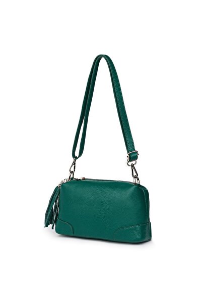 myOwn Δερμάτινη τσάντα Irene με τρία διαμερίσματα σε σκούρο πράσινο χρώμα