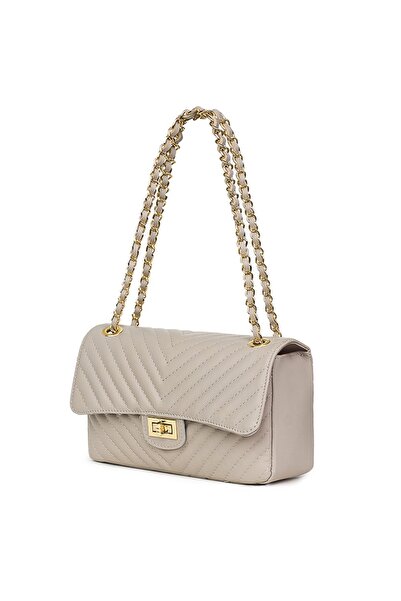 myOwn Poșetă Anna gri din piele matlasată