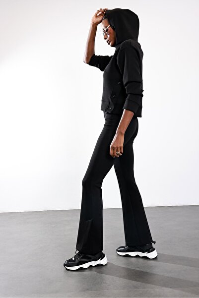 5in1Canpolat Black Snap Detailed Modal Suit 7282