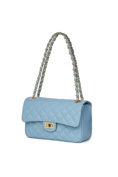 myOwn Poșetă Angela albastră din piele matlasată