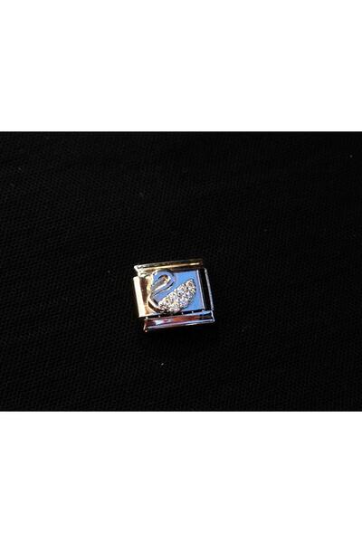 stainless steell kuğu ışıltılı taşlı çelik italyan charm bileklik
