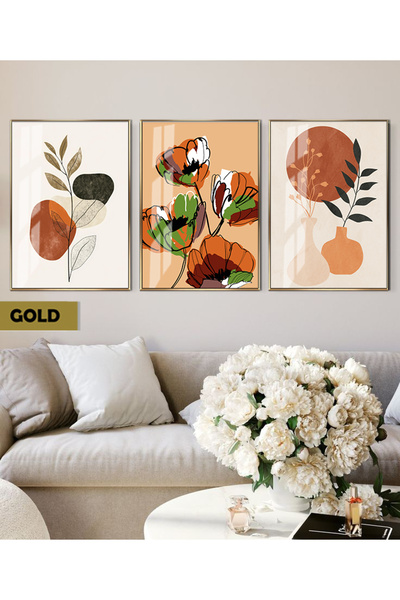 Harika bir ev Hari̇kabi̇rev | Orange-Ecru Flower Patterned Bohemian Combinati...