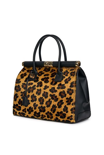 myOwn Bianca black/animal print pony hair leather bag
