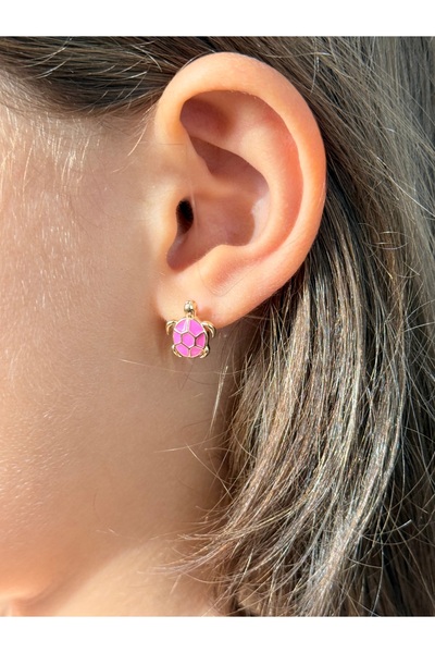 Liora Pink Turtle Children's Earrings