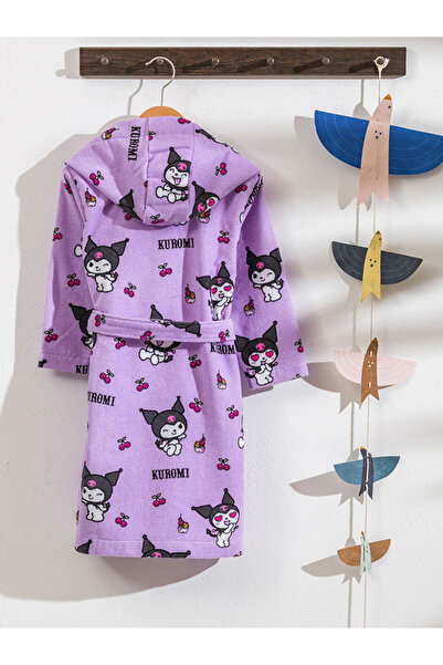 LC Waikiki Purple Kuromi Printed Girl's Bathrobe