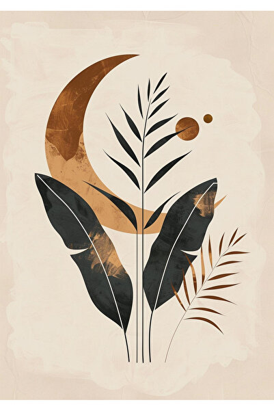 Harikabirev HARİKABİREV|KAHVERENGİ ÇİÇEKLİ BOHEM KOMBİNİ 01 |ÇERÇEVELİ CAM TABLO 3LÜ DİKEY