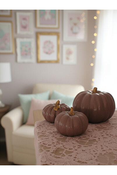 SEMY STORE Balkabağı 3 lü Dekor Seti Biblo Obje Süs Dekorasyon