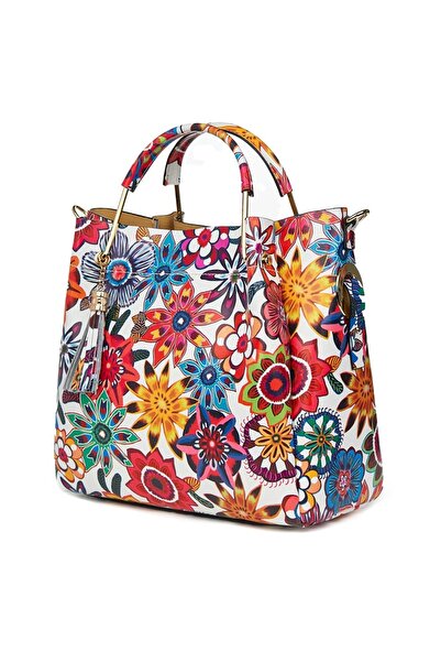 myOwn Geantă de damă din piele naturală Fabiana cu model floral FF5