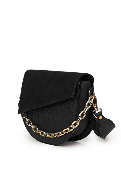 myOwn Women's handbag made of genuine leather Donna, black