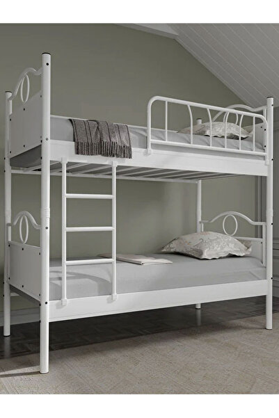 Avensis Argimo Zümrüt Genç Çocuk Odası Metal Ranza ve Karyola 90 x 200 Beyaz