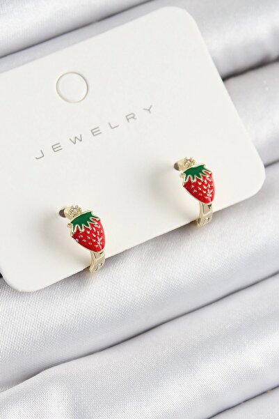 Skygo Brass Strawberry Model Gold Color Children's Earrings