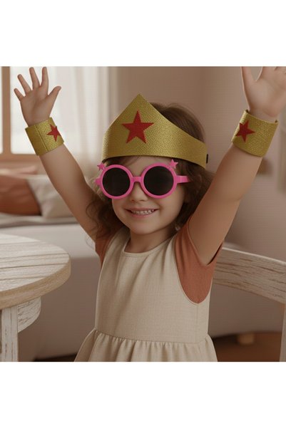 Probest DESIGN Superhero Princess Crown, Children's Glitter Crown, Comfortable and Adjustable, Costume Crown and Armband.