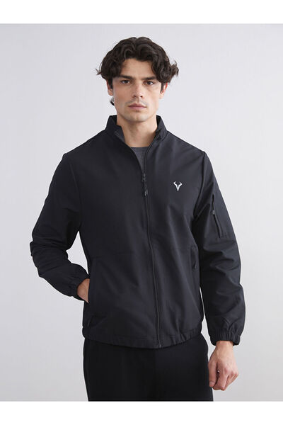 LC Waikiki Black Stand Collar Long Sleeve Men's Zip-Up Sweatshirt