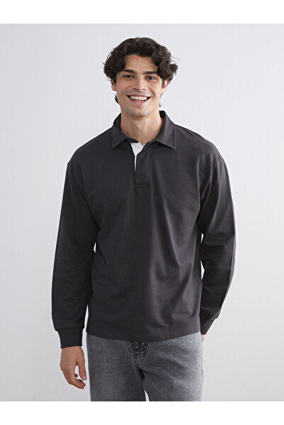 LC Waikiki Hanorac pentru bărbați cu guler polo antracit