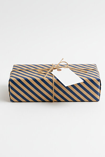 OLİ Art Kraft Navy Blue Ribbon Line Wrapping Paper 33 Pieces 70X100Cm Gift Packaging Gift Paper