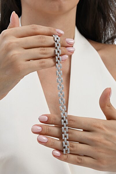 Söğütlü Silver 925 ayar gümüş rodyumlu zirkon taşlı ithal trend gümüş bilekli...