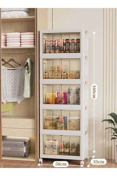 NKX 5 Layer Convenient Assembly-Free Storage Cabinet for Household Snacks, To...