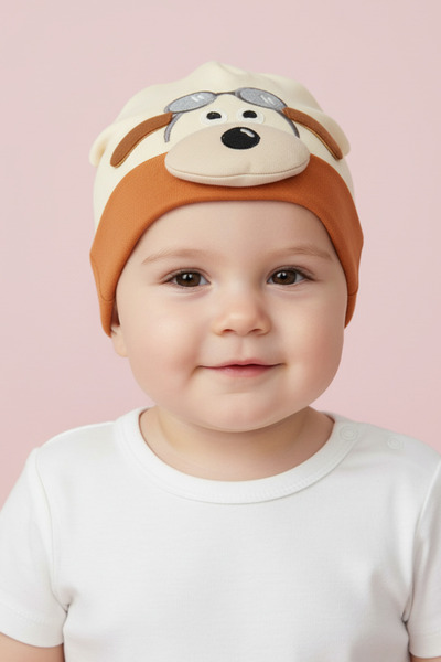 Kayra Seasonal Baby Hat with Cute Dog Details