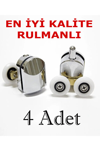 Öztürk 4 Adet Duşakabin Tekerleği Süper Kromajlı ( 2 alt - 2 üst ) Cam Kabin Tekeri Rulman Çift Tekerli