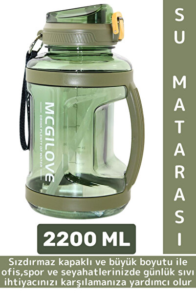 Wintoup Dayanıklı Ev Ofis Seyahat Outdoor Spor Kullanım Büyük Boy Sızdırmaz Kapaklı Su Matarası 2200 ML