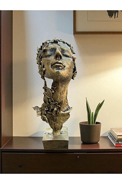 ALCSTORE Dekoratif Kadın Yüz Heykeli – Estetik Masa ve Ev Süsü