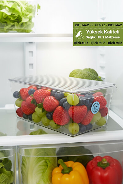 EVLE Unbreakable, Scratch-Resistant Refrigerator Organizer with Lid, Organizer, Storage Container XL Size