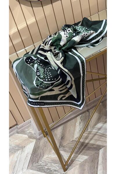 Imannoor Gelincik Yeşil Pamuk Floş Şal