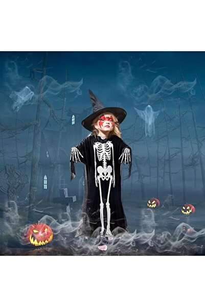 zola Παιδική στολή αποκριών, κάπα σκελετού με κουκούλα, μήκος 90 cm, Universal