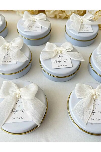 Fest 10 Adet Teneke Kutu Kokulu Mum Düğün Nişan Söz Hediyelik