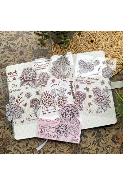 UĞURDAN Vintage Çiçek Sticker Seti 3lü Defter Ajanda Günlük Scrapbook Çıkartm...