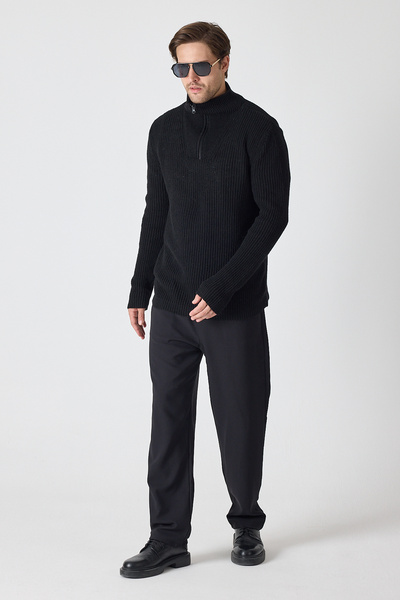ENQUE Men's Oversize Zippered Fishing Knitwear Sweater