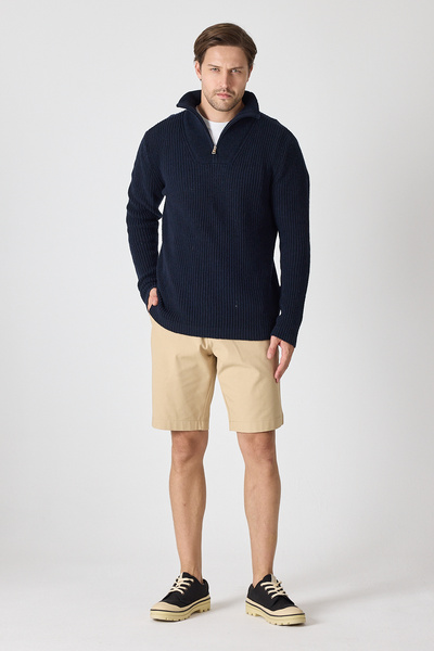 ENQUE Erkek Oversize Fermuarlı Balıkçı Triko Kazak