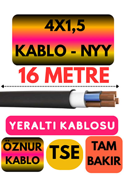 Avarson Öznur 4X1,5 NYY (Yeraltı Kablosu) Metre Seçenekli 16 METRE